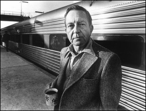 B&W File 1979. Author John Cheever in 1979 at the Croton railroad station in Westchester County, New York. Photo by Donal (cq) F. Holway FTWP. [flatbed scan 06-30-04]