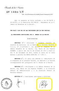 El contrato de Vallejos en el Senado, con la firma de Boudou.