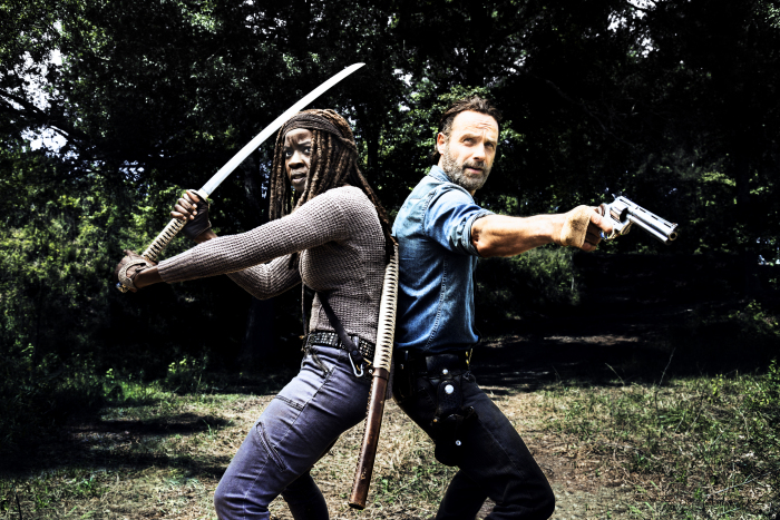 Andrew Lincoln as Rick Grimes, Danai Gurira as Michonne - The Walking Dead _ Season 8, Gallery - Photo Credit: Alan Clarke/AMC