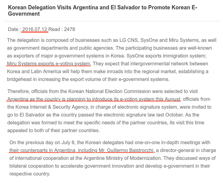 Corea detalla la reunión con Modernización por el voto electrónico.