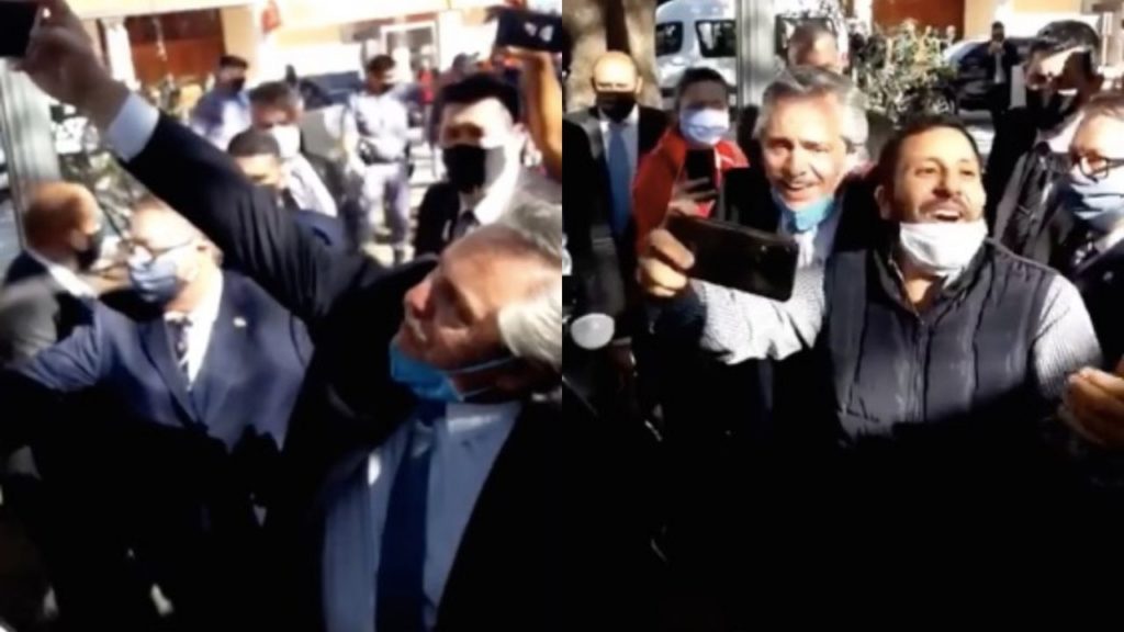 Alberto Fernández, en Catamarca: 'selfies' entre multitudes y sin la debida protección