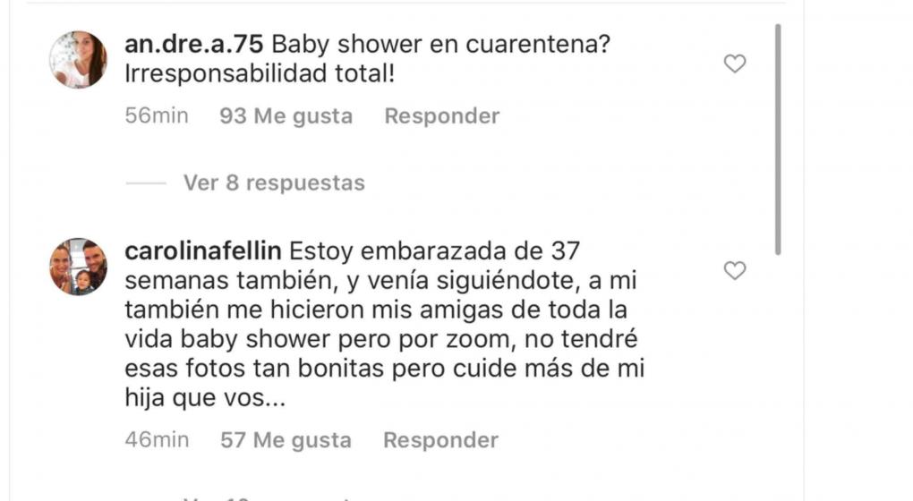 Los comentarios que repudiaron el baby shower de Sofía Zámolo