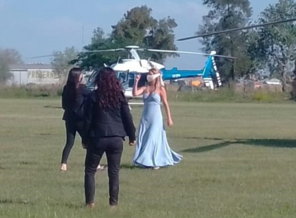 Fabiola Yañez tras bajarse del helicóptero en su llegada a Chaco