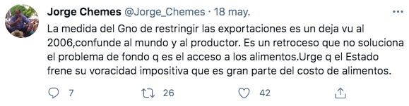 El tuit de Jorge Chemes, titular de la CRA