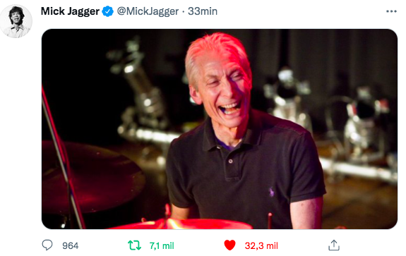 La foto que eligió Mick Jagger para despedir a su amigo de más de 50 años, Charlie Watts