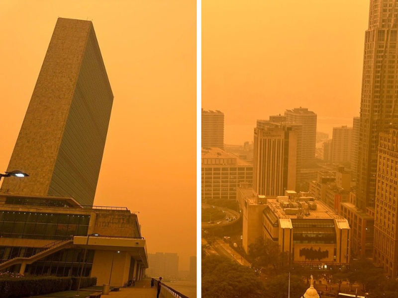 Nueva York tapada de humo y cielo naranja debido a incendios en Canadá